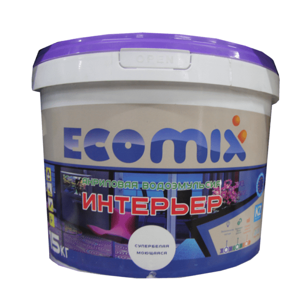 Ecomix "интерьер" (моющаяся) акриловая водоэмульсия 10 кг